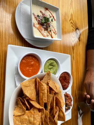 Chips salsa and queso