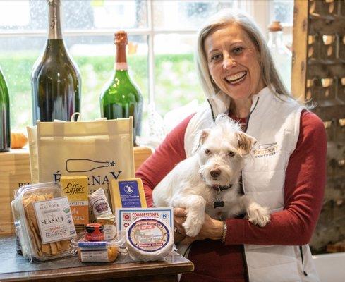 Advanced Sommelier Jenny Benzie and Épernay's mascot Cooper | Nantucket