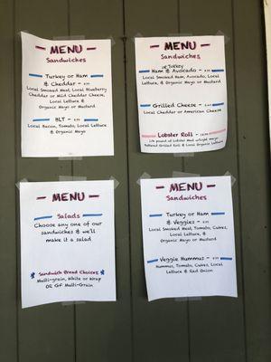 Sandwich menu