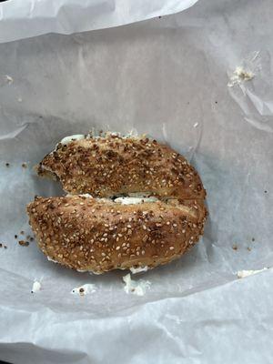 Everything bagel with cream cheese