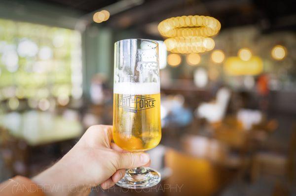 crisp lager beer, inside view