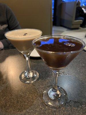 Espresso martinis.  One minus the half and half