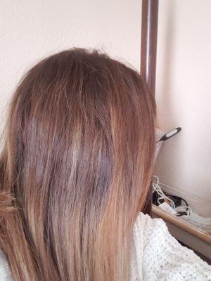 What I got. Redish with faded highlights. My own highlights. $150 for just the roots? and supposedly some treatment.