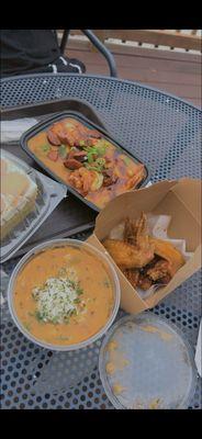 Shrimp & Grits Banana Pudding Cake Chicken 3 Whole Wings & Cup of Gumbo