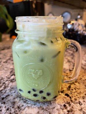 Green tea boba drink