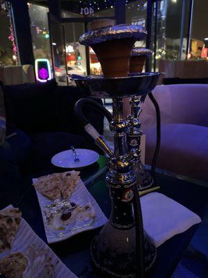 Hookah/ Hummus and Lebne  Loving the vibe here!