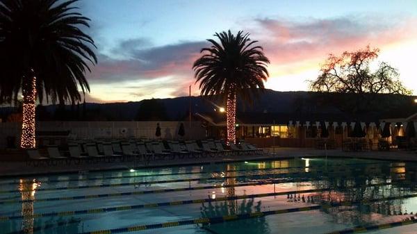 Sunset view over the pool.