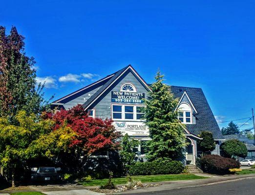 A distinctive roofline makes Portland Family Dentistry easy to find