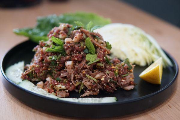 Raw beef larb