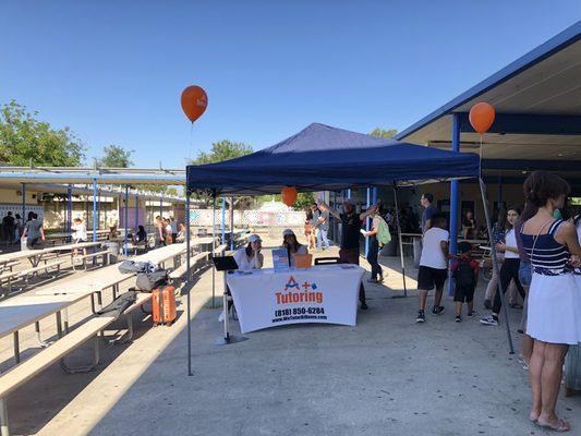 A+ team @ Millikan MS orientation. Private Tutoring, one on one support, real teachers. English, Math, and all other subjects.