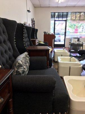 Four pedicure chairs. Very clean, and comfy.