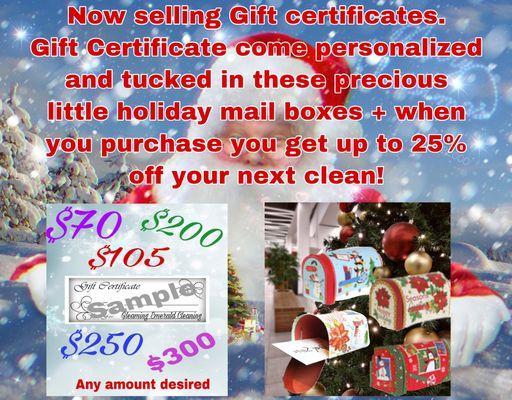 Gift certificates available now