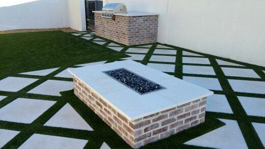 Artificial Grass , Custom BBQ & Firepit  and Limestone Travertine Project