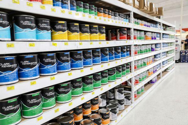 Part of the paint section in the Beaumont store.