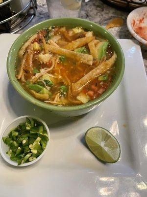 Chicken soup tortilla style