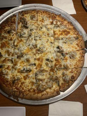 Sausage and mushrooms pizza