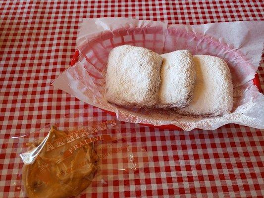 Beignets and praline candy