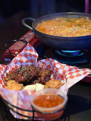 bone Bone-In K-Fried Chicken and Korean Army Stew