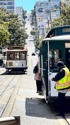 Cable cars at the station