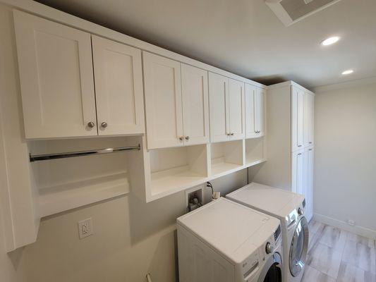 Laundry room build, with standard shaker doors. Swiss Coffee finish.