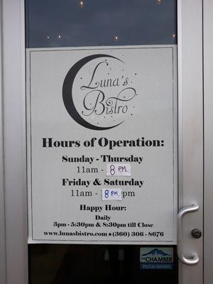 Hours of operation