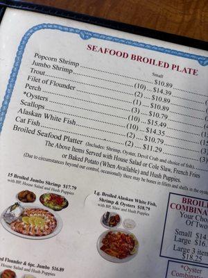 Broiled menu yum