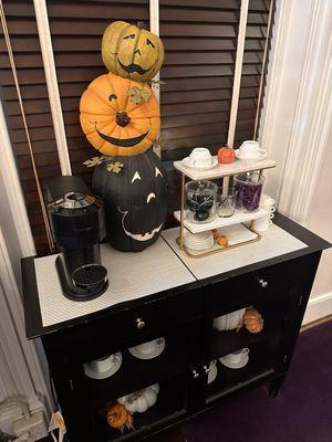 A Nespresso bar! With cute Halloween decor!