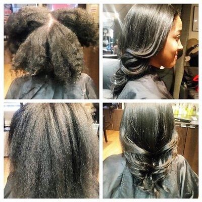 Natural Hair blow dry and Silk Press