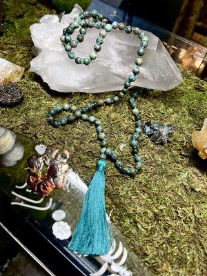 African Turquoise Jasper Meditation Mala Beads.