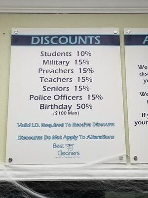 We offer a wide variety of discount just come in and get more info from our sale associate