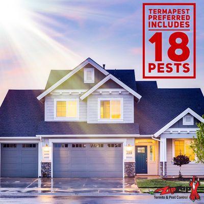 TermPest Preferred is a quarterly service that includes 18 pests such as termites, mice, and ants.