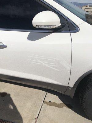 Finger marks to show the amount of dirt left on vehicle.