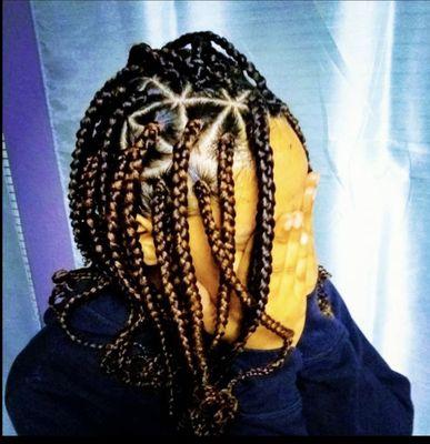 Triangle box braids @ Aisha Hair Braiding and Weaving Sacramento