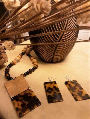 Tiger's Eye African Tribal Necklace And Earring Set- all jewelry hand-made with love