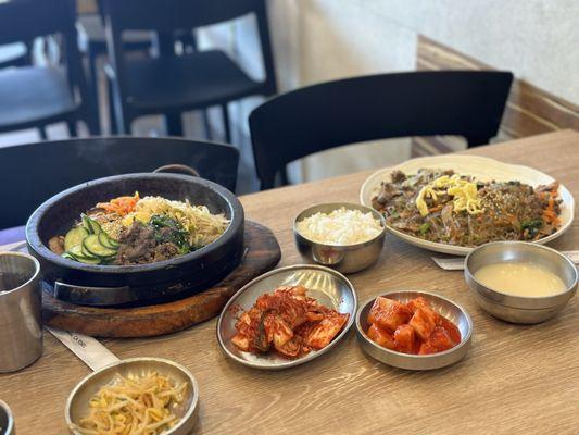 Japchae and bibimbap