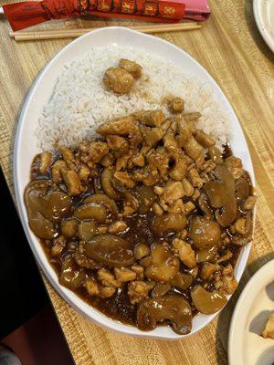 garlic chicken w steamed rice