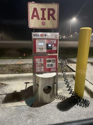 $2.50 with credit card and $2.00 with quarters. Expensive but since grown adults keep breaking the air pumps at Wawa, I got no choice.