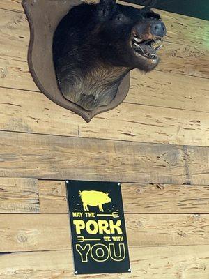 Love the sign May the Pork be with you