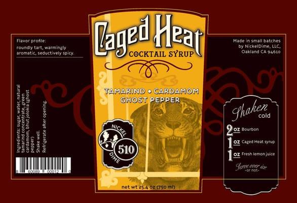 Caged Heat cocktail syrup bottle label