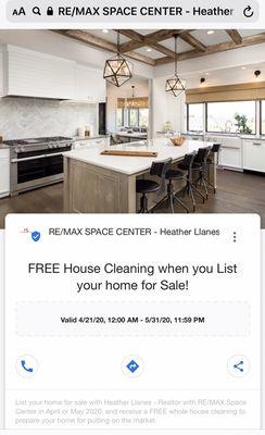 Free House Cleaning when you List your home for Sale!