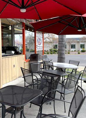 Tables on the patio.