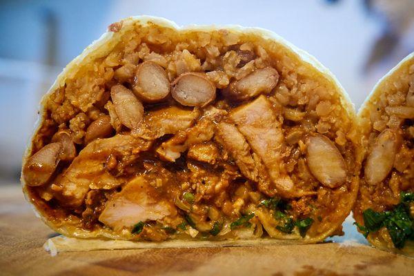 Chicken mole burrito