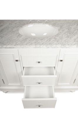 NEW 42" WHITE SOLID BIRCH WOOD BATHROOM VANITY WITH CARRERA TOP