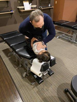 One of our many Chiro-Kids receiving her monthly adjustment.