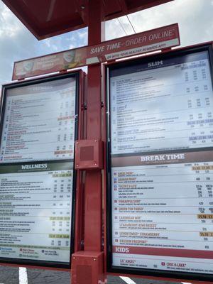 Middle of menu from drive thru