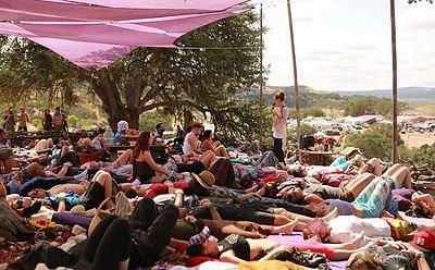 Leading a Manifestation Guided Meditation at Lightning in a Bottle Festival