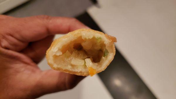 Interior of veggie eggrolls ($12). Starchy and weak.