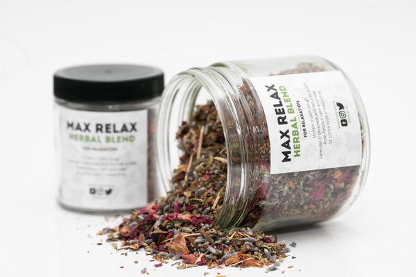 MAX RELAX Herbal Smoke Blend. Made In-House with Mullein, Rose Petals, Lavender, and St. John's Wort. 4 oz - $15 12 oz - $35