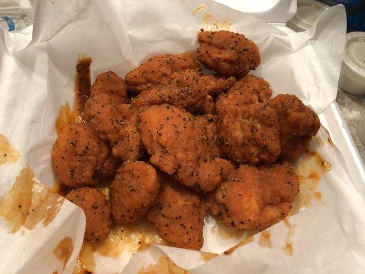 Boneless buffalo wings. Very peppery, very tasty!