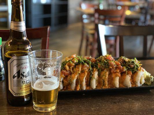 Greg's roll with Asahi beer...that's all I needed!